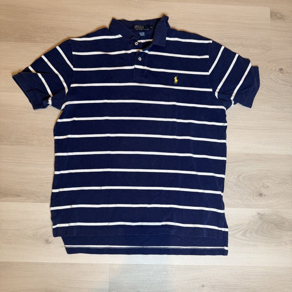Polo By Ralph Lauren Polo Mens XL Blue Striped Short Sleeve Embroidered